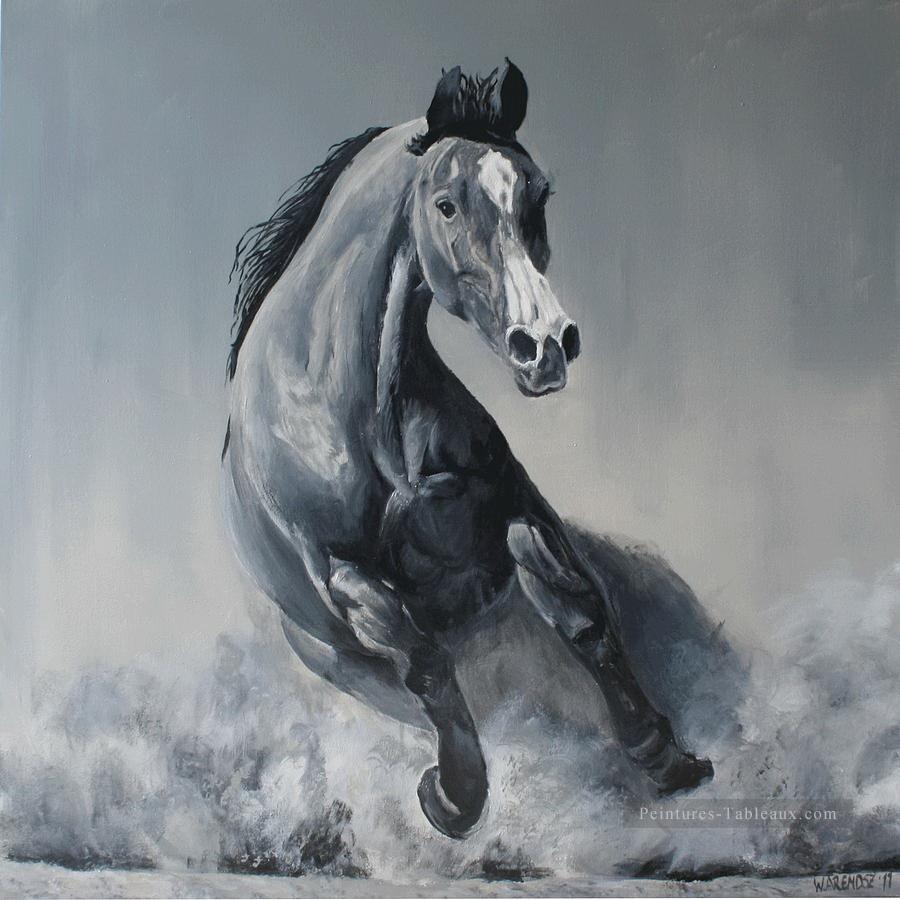 cheval sauvage Noire et blanche Noire et blanche Peintures à l'huile